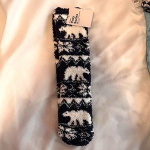 Cozy socks with bear print. Black and white. NWT